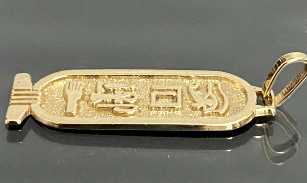 9K Yellow Gold Egyptian cartouche-style pendant 35mm High