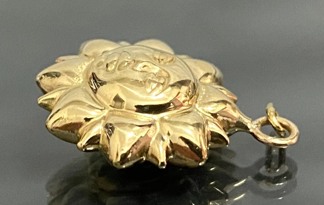 18K Yellow Gold Sun Pendant 25.0mm High