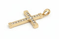 14K Solid Yellow Gold Diamond Cross Pendant – Approx. 0.45CT