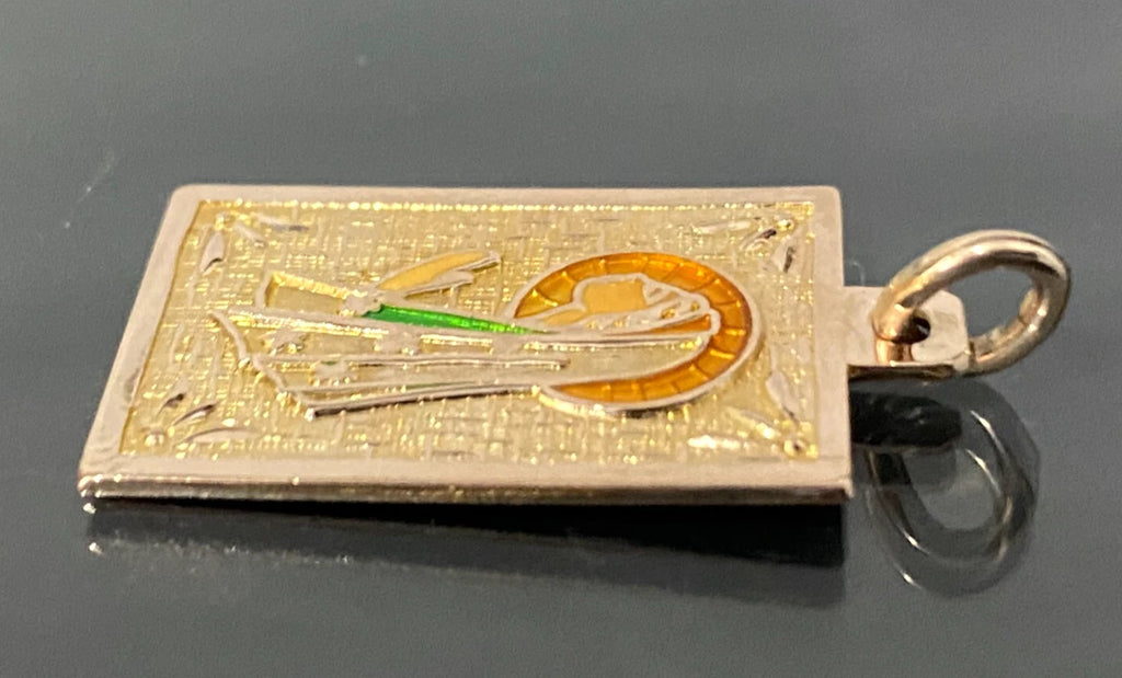 9K Rose Gold & Enamel Madonna Pendant