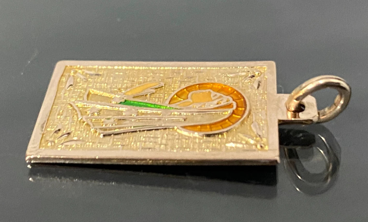 9K Rose Gold & Enamel Madonna Pendant