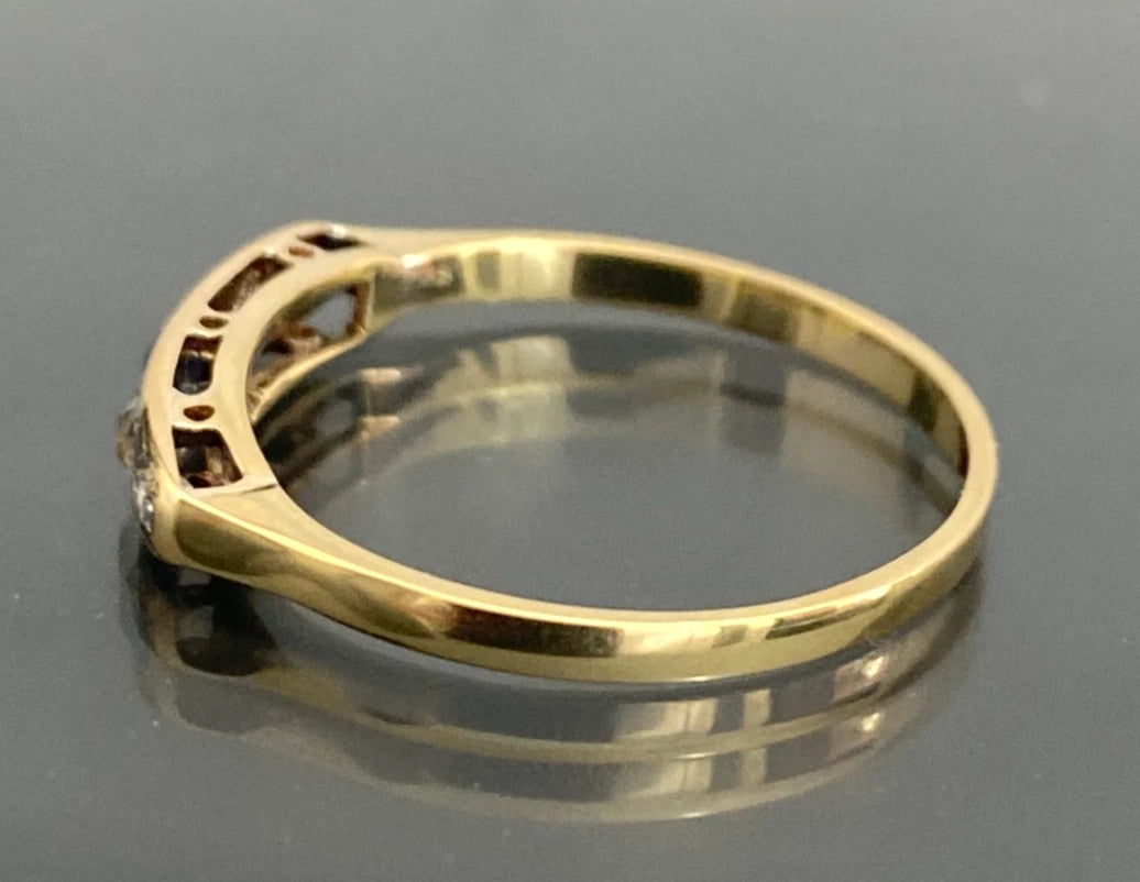 Antique 18ct Yellow Gold & Platinum Diamond Ring Size M 1/2 (US 6.5)