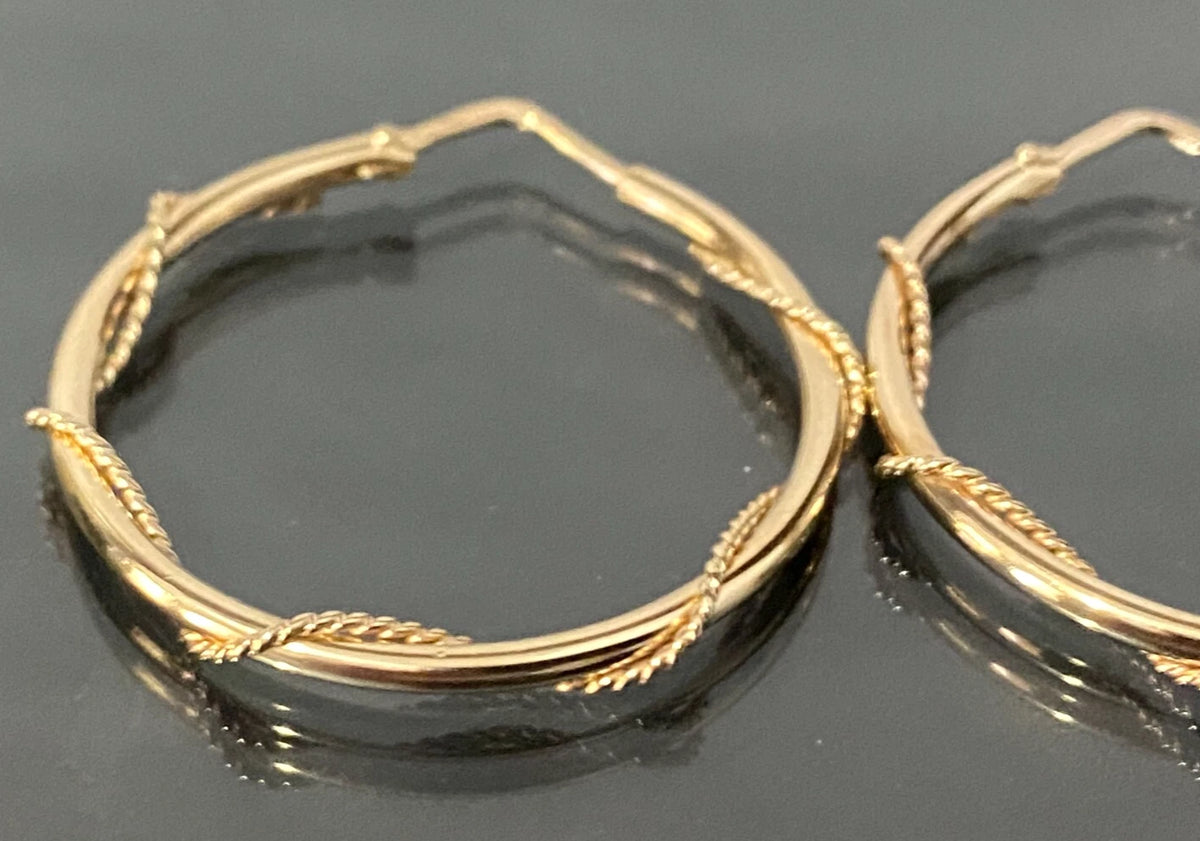 9K Yellow Gold Twisted Hoop Earrings