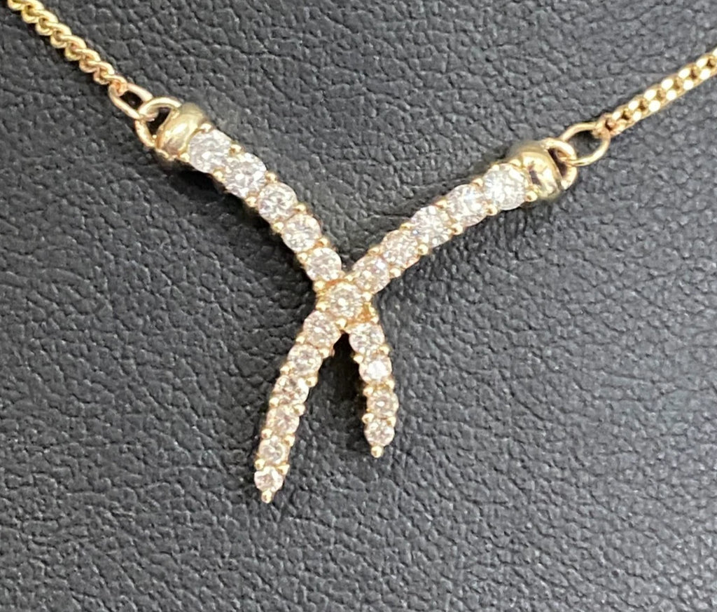 9K Yellow Gold & 0.50CT Diamond Y-shaped Drop Design Chain Necklace