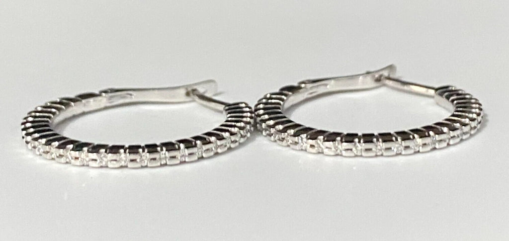 18K White Gold & 0.50CT Diamond Hoop Earrings 24.50mm High
