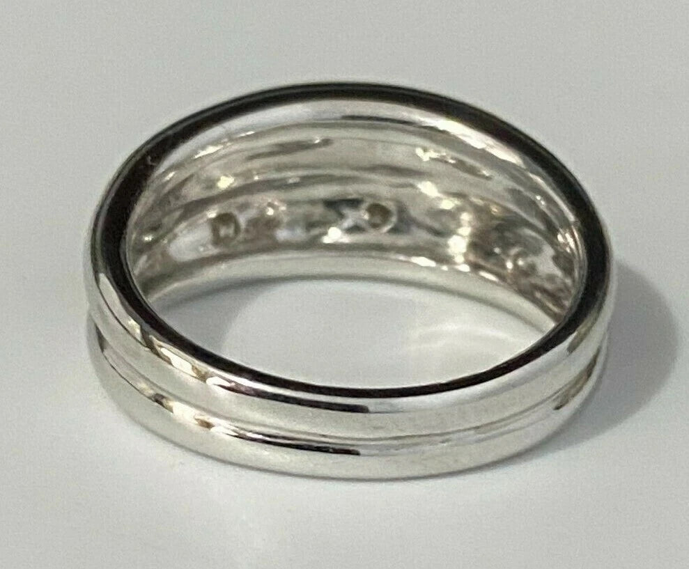 18K White Gold & Diamond Stacking Band Ring Size L 1/2 - 6