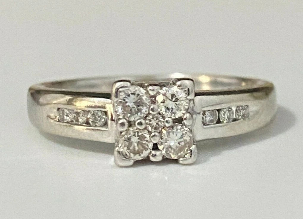 18K White Gold & 0.23CT Diamond Engagement Ring Size M - 6