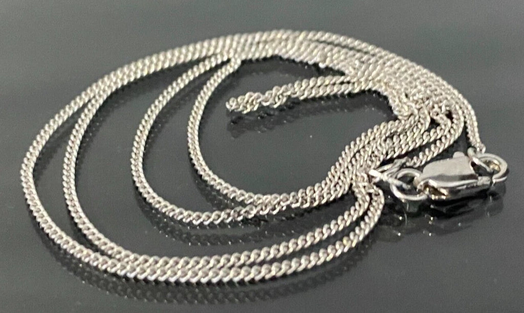 18K White Gold Curb Link Chain Necklace 45cm Long