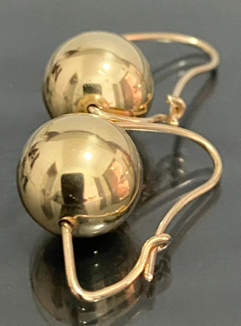 9K Yellow Gold 12.5mm Ball Hook Earrings