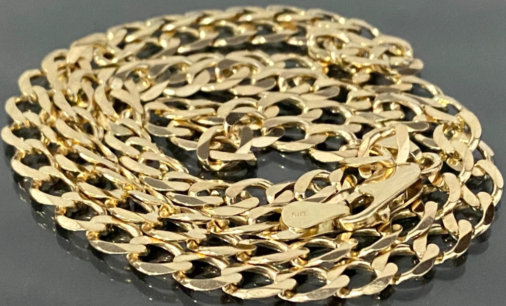 9K Yellow Gold Diamond Cut Curb Link Chain Necklace 62cm Long