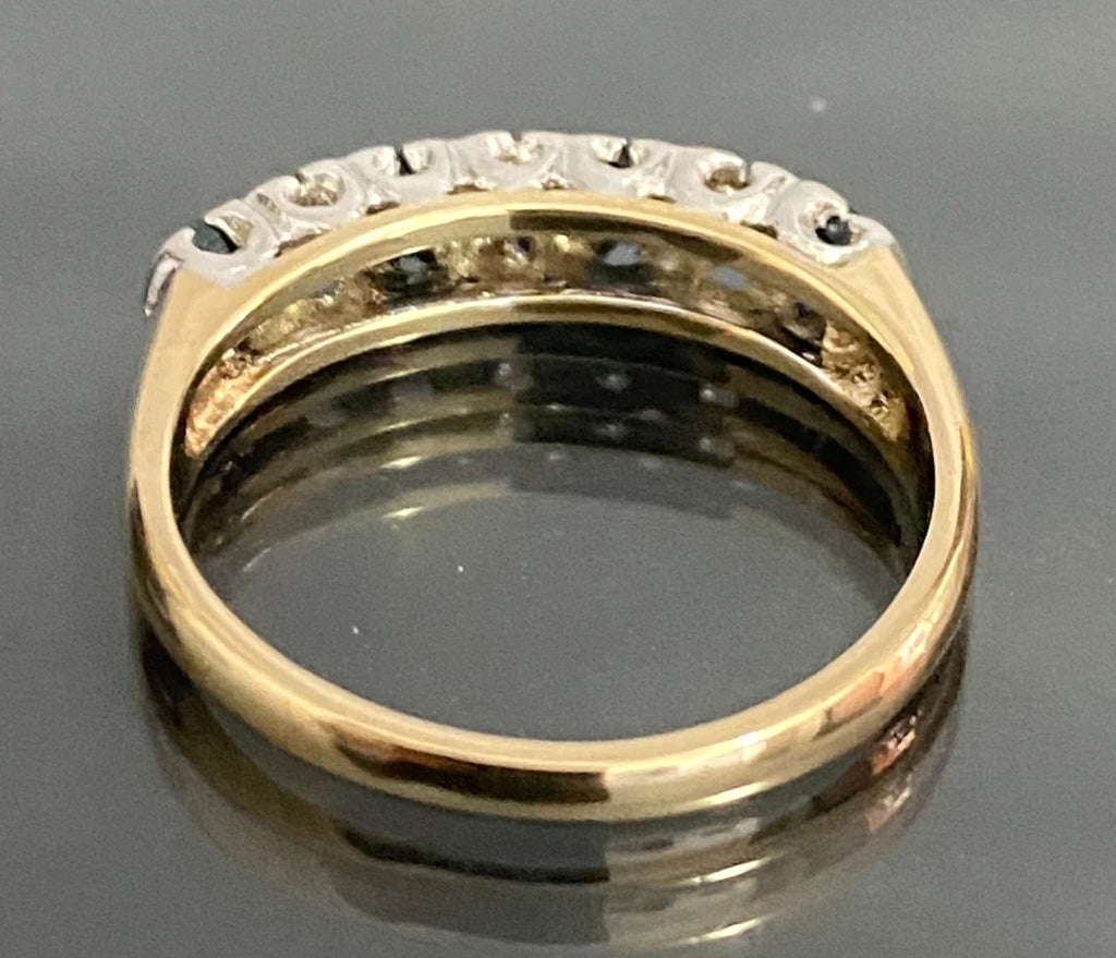 Vintage 1978 9ct Gold Sapphire & Diamond Ring Size N (US 6.75)