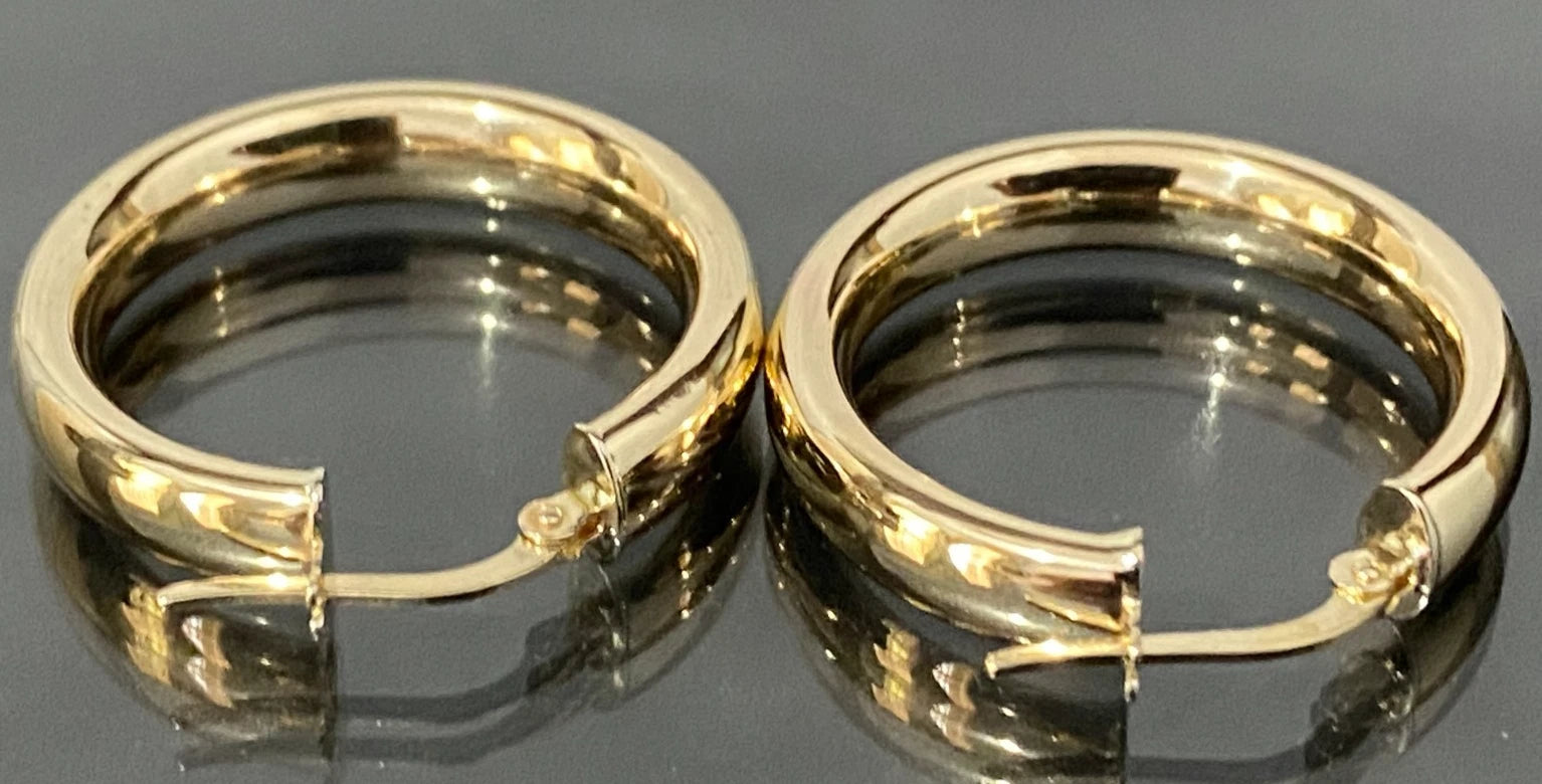9K Yellow Gold Round Hoop Earrings 25.50mm