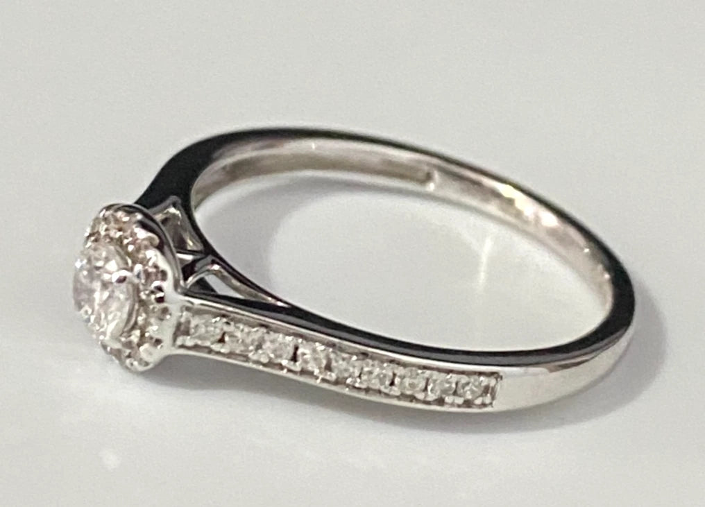 9K White Gold & 0.33CT Diamond Engagement Ring Size L 1/2 - 6