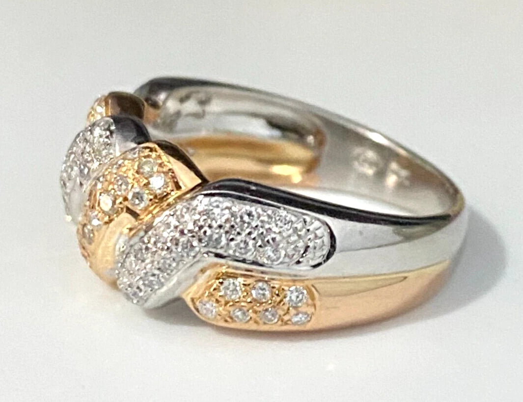 18K Two-Color Gold & 0.65CT Diamond Band Ring Size O 1/2 - 7 1/4