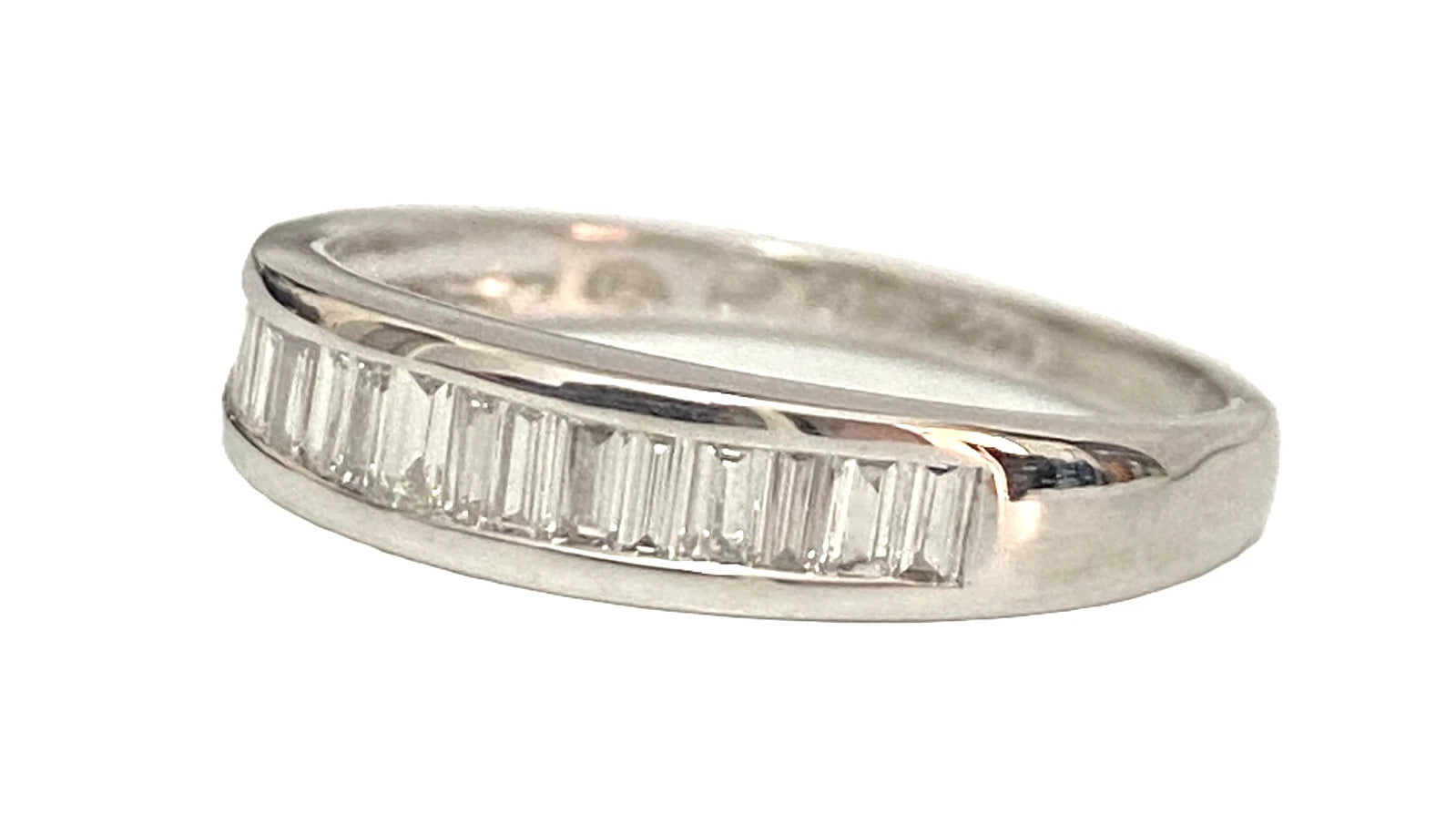 18K White Gold & 0.37CT Diamond Baguette Eternity Band Ring Size O (US 7.25)