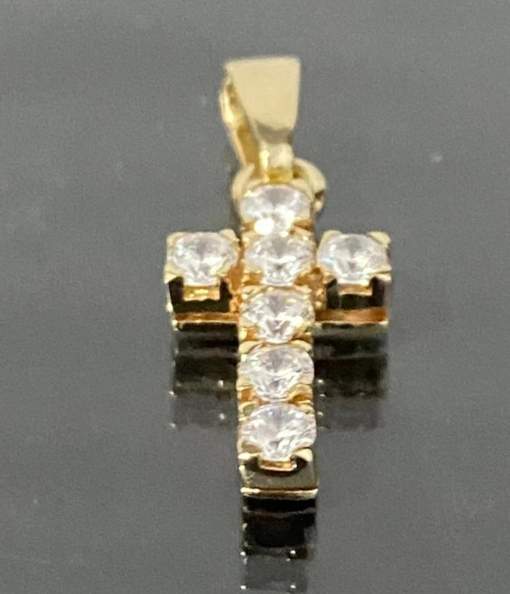 9K Yellow Gold & Cubic Zirconia Cross Pendant 23.50mm High