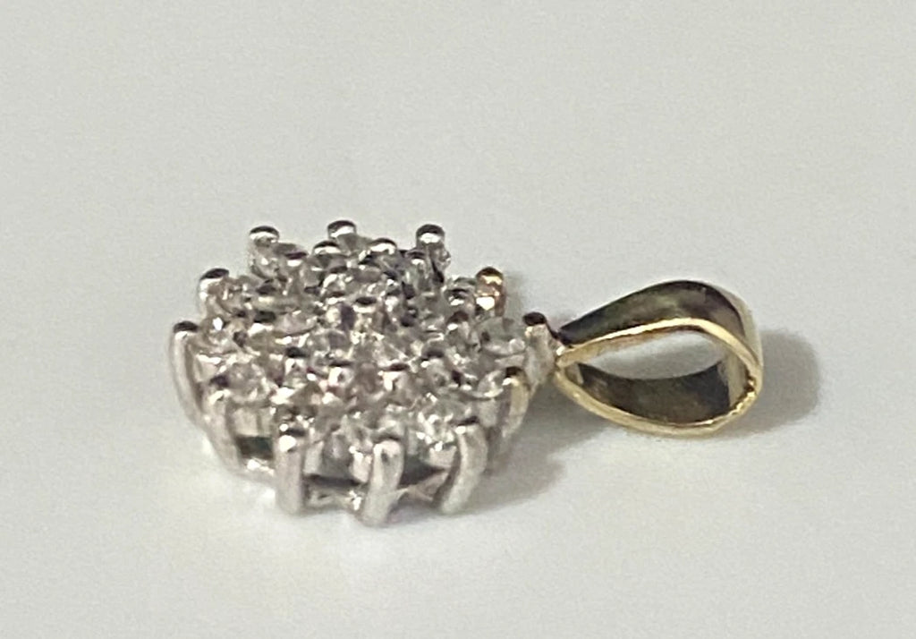9K Yellow Gold & 0.15CT Diamond Cluster Pendant