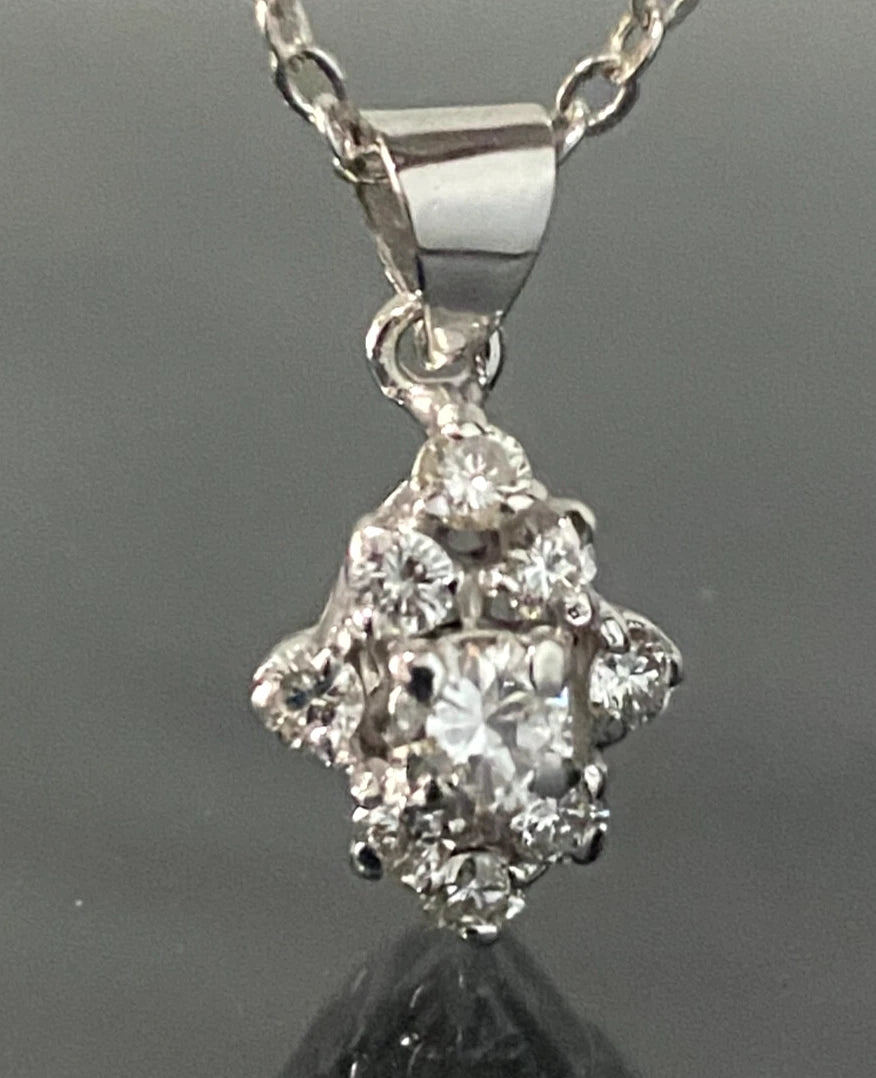 18K White Gold W/ 0.60CT Brilliant Diamond Pendant