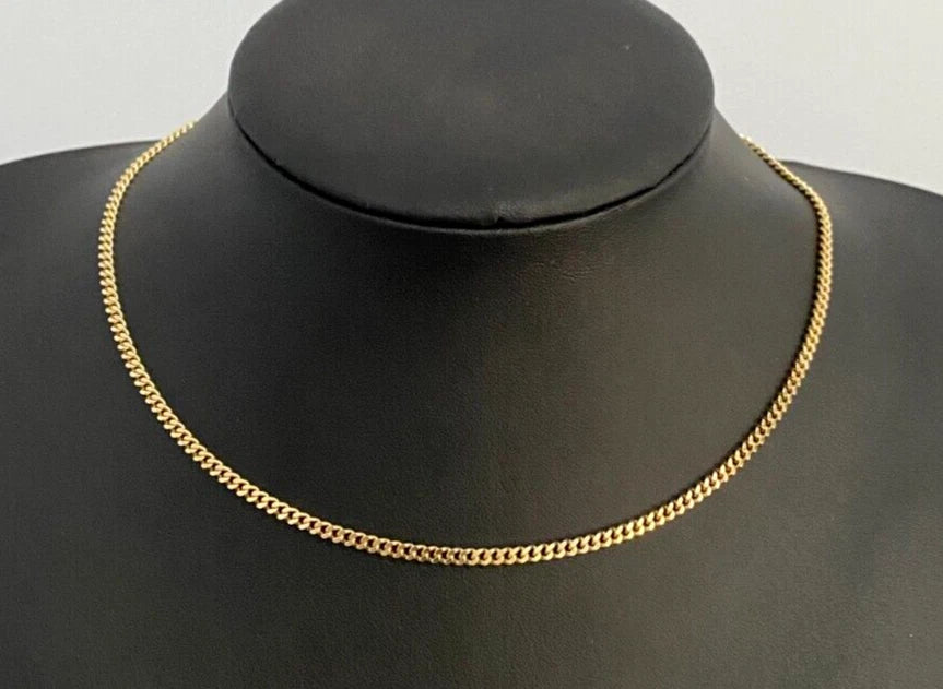 14K Yellow Gold Curb Link Short Chain Necklace 39.50cm Long