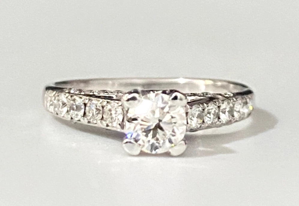 10K White Gold and 0.75CT Diamond Engagement Ring Size L - 5 1/2