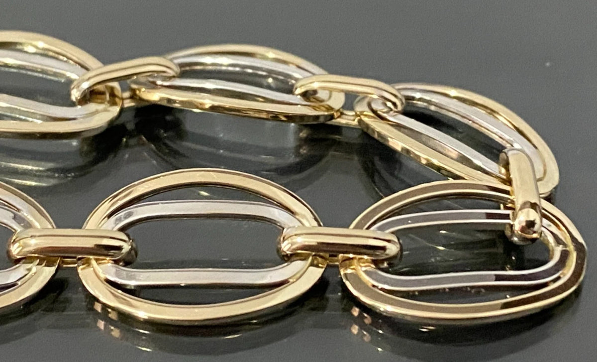 9K Yellow Gold Oval Fancy Link Bracelet 19.0cm Long