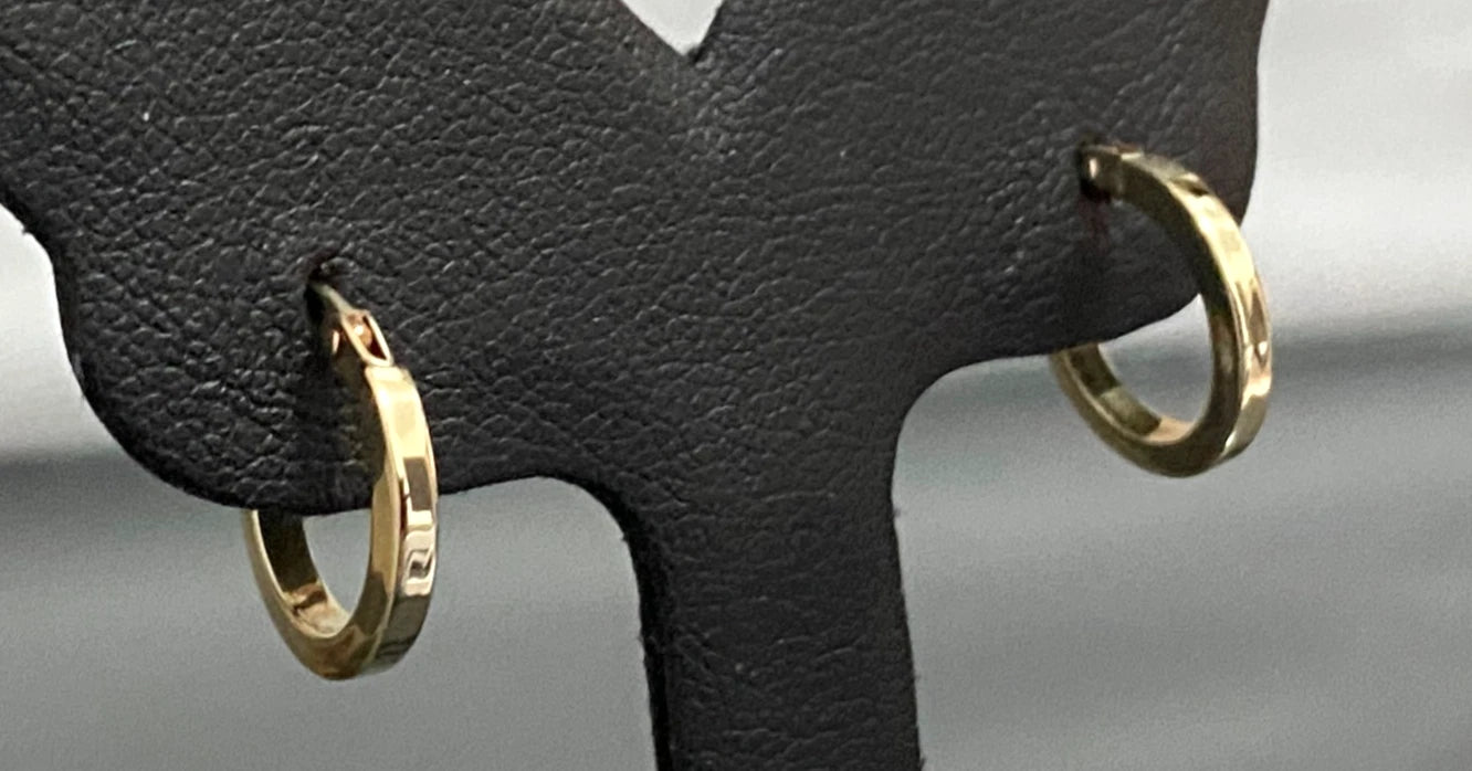 9K Yellow Gold Small Round Hoop Earrings 12.5mm