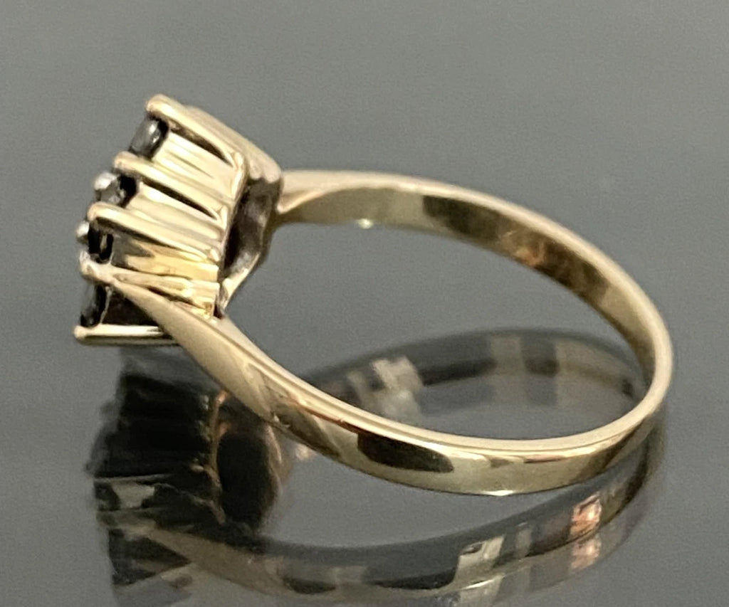 9K Yellow Gold 0.80CT Black Diamond Cluster Ring Size L (US 5.75)