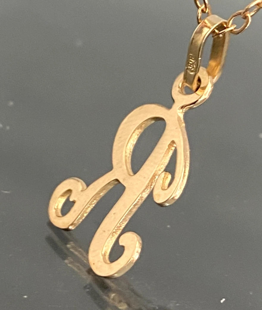 9K Yellow Gold Initial " R " Pendant / Charm - 23mm High