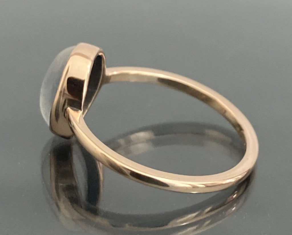 Antique 9K Rose gold Moonstone Bezel Set Ring - Size N 1/2 (US 7)