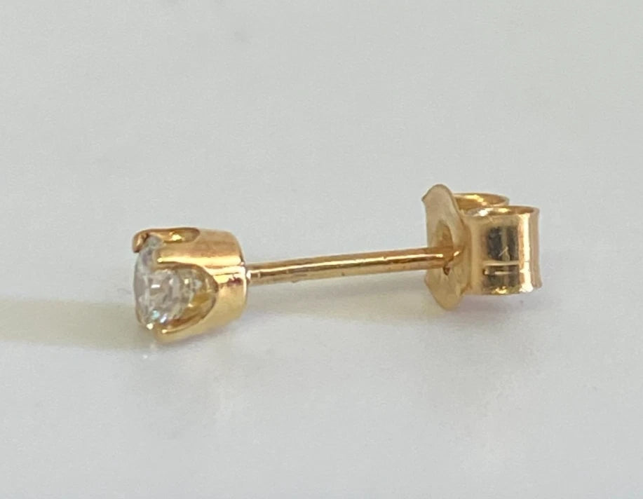9K Yellow Gold & Diamond Single Stud Earrings