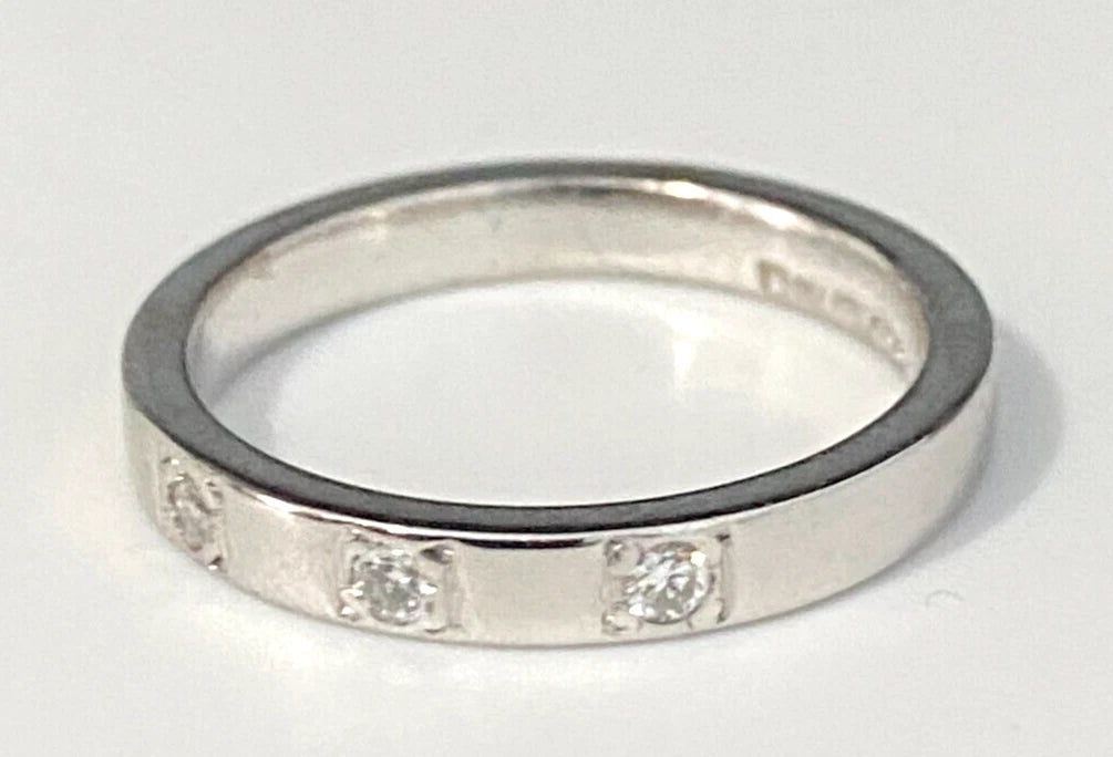 18K White Gold & Diamond Wedding Band Ring Size K 1/2 - 5 3/8