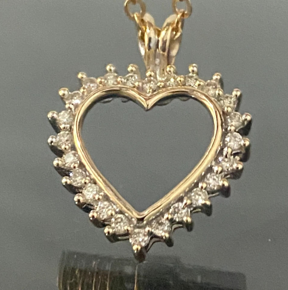 9CT Yellow Gold & 0.25CT Diamond Heart Pendant