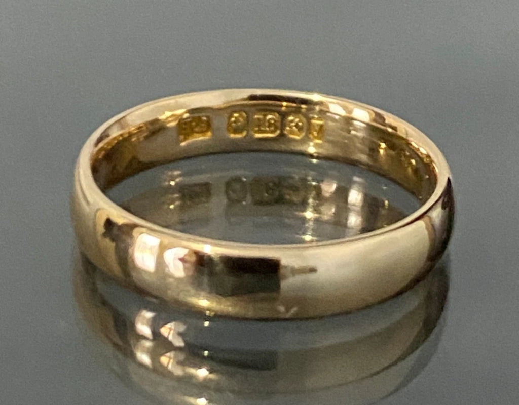 1920's Antique 18ct Yellow Gold English Wedding Band Ring Size I - 4 1/2