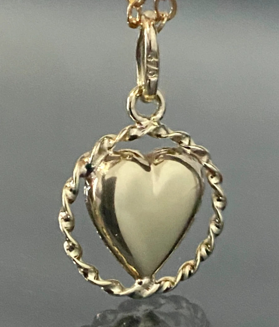 9ct Yellow Gold Heart Charm / Pendant – 21mm