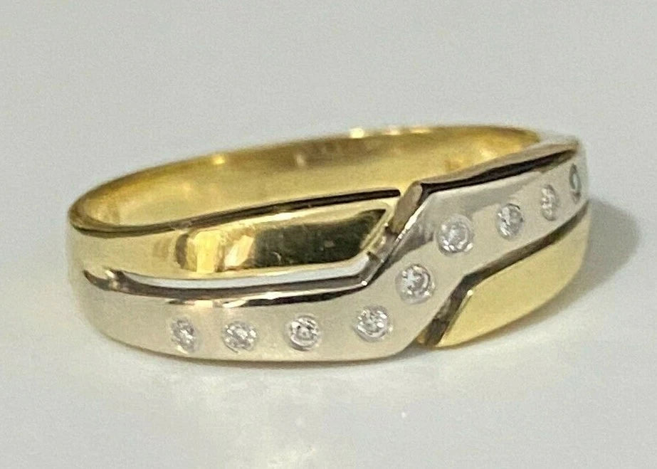 18K Two-Color Gold & Diamond Band Ring size M 1/2 - 6 1/4
