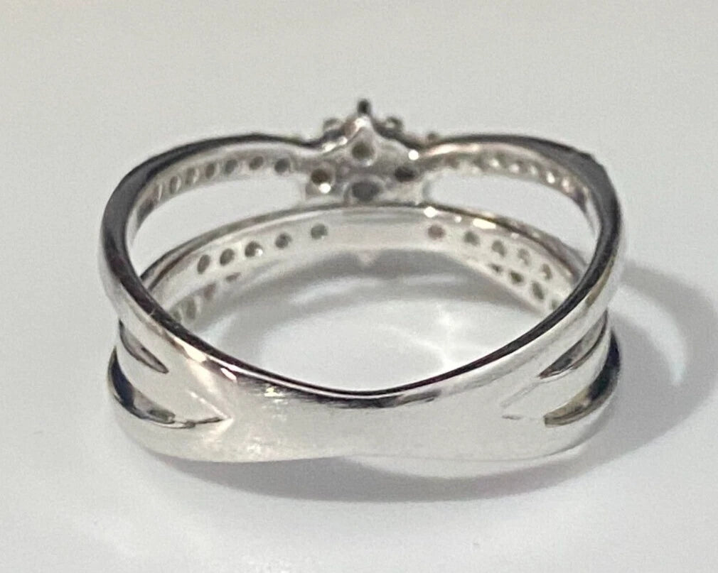 18K White Gold & 0.50CT Diamond Openwork Cluster Ring Size L - 5 1/2