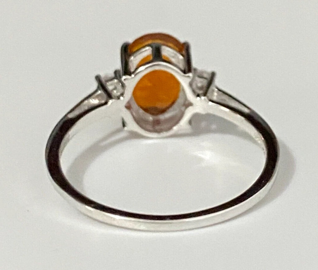 9K Yellow Gold W/ 1.32CT American Fire Opal Ring Size N - 6 1/2