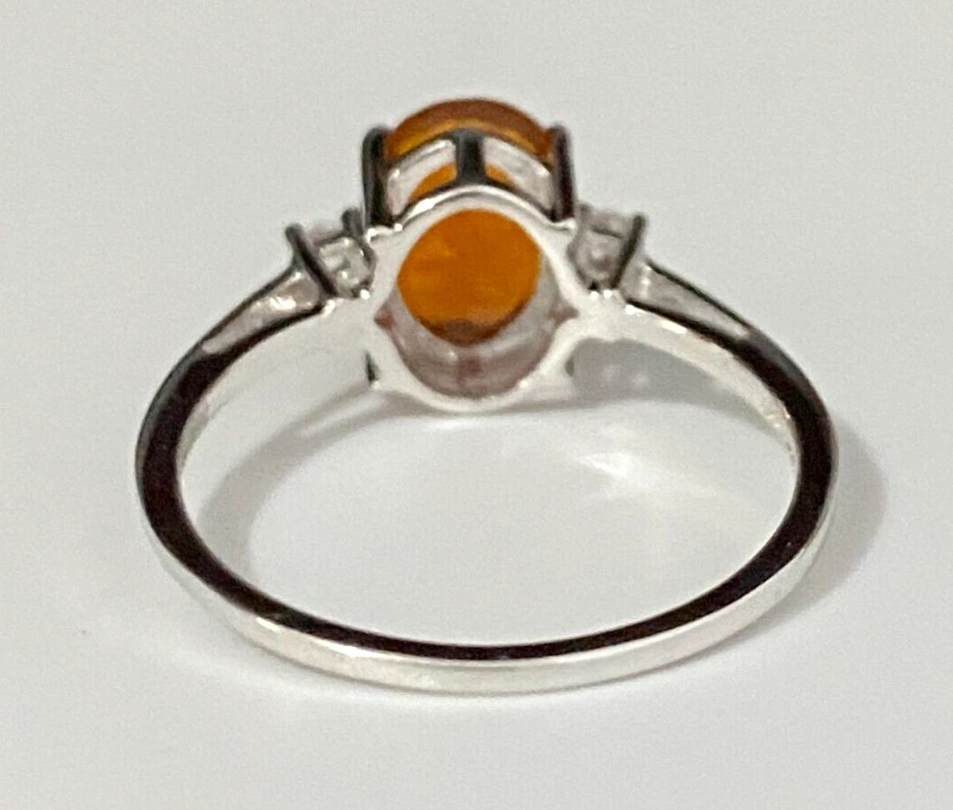 9K Yellow Gold W/ 1.32CT American Fire Opal Ring Size N - 6 1/2