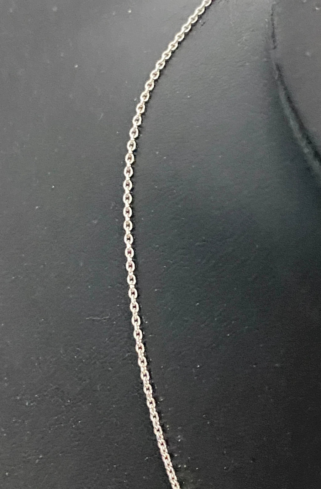 18K White Gold Short Cable Link Chain Necklace 40cm Long