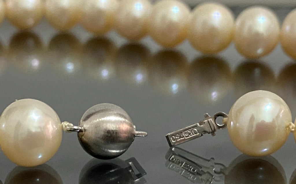 White Cultured Pearls Single-Strand Necklace W/ 18K White Gold Clasp 44cm Long