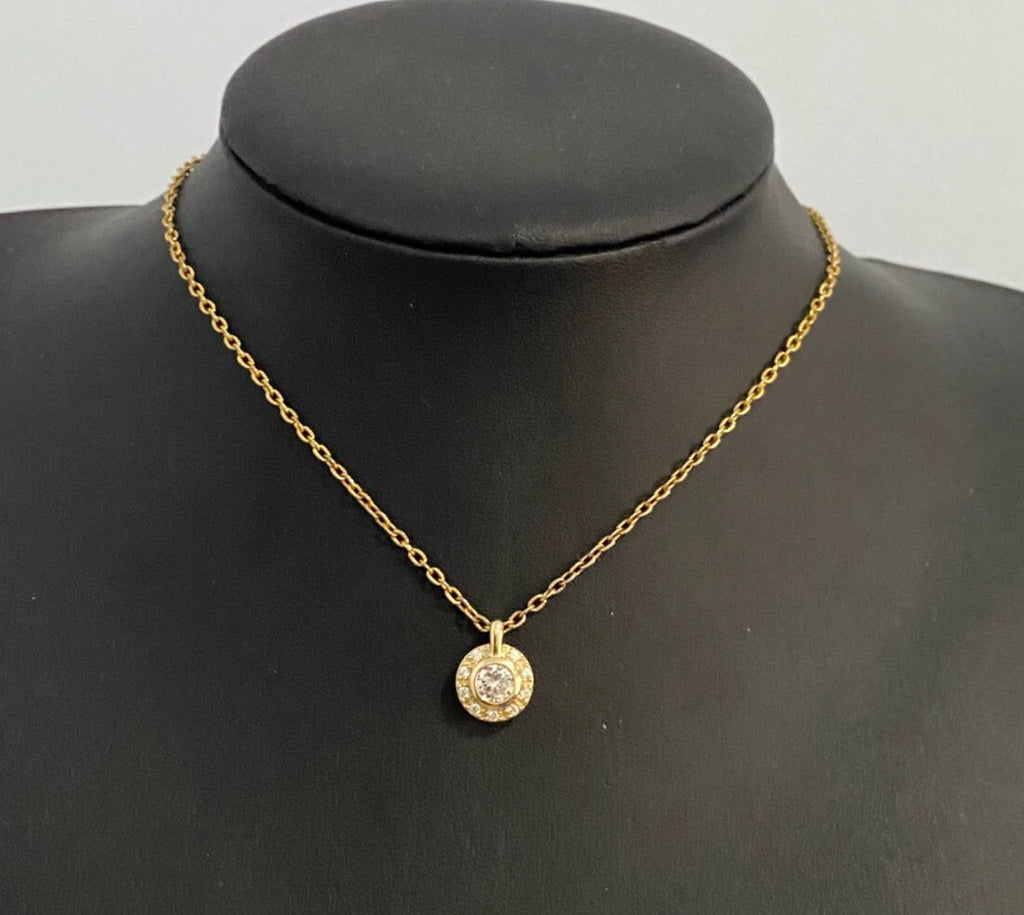 14K Yellow Gold & Cubic Zirconia Halo Pendant