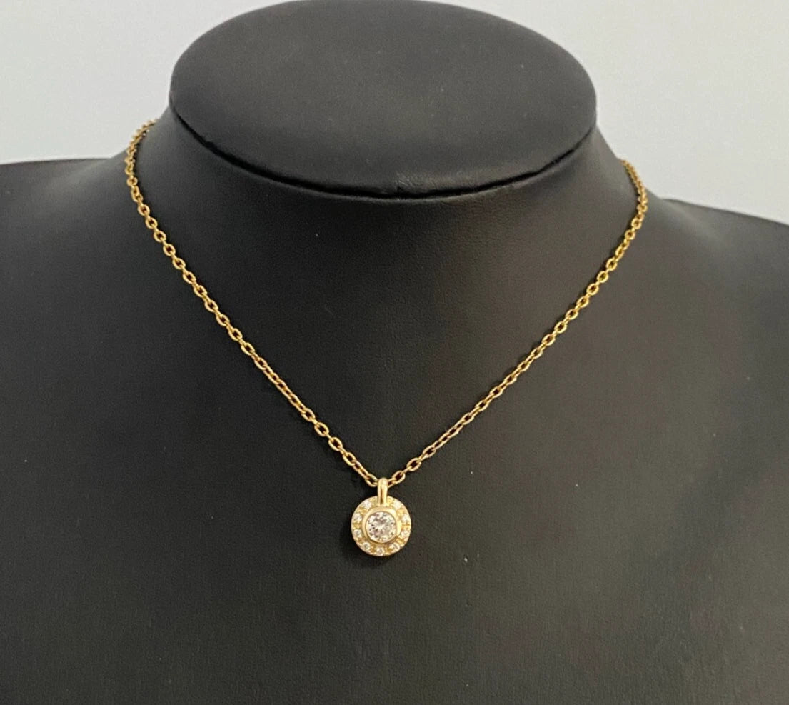 14K Yellow Gold & Cubic Zirconia Halo Pendant