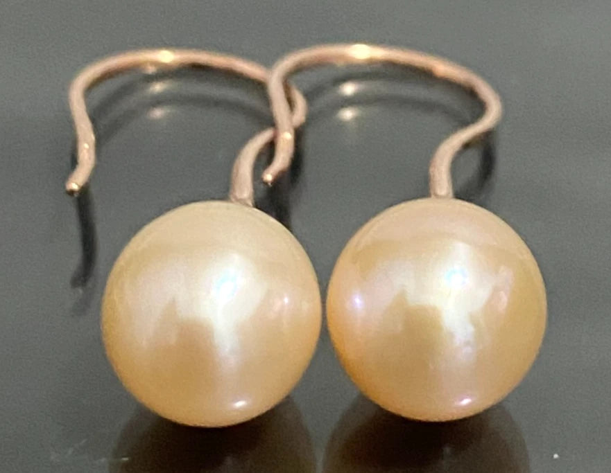 14K Rose Gold Pink Pearl Drop Earrings - 30.50mm High