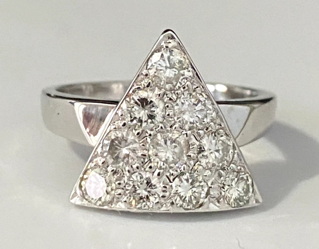 18K White Gold & 0.75CT Diamond Triangle Ring Size M - 6 1/4