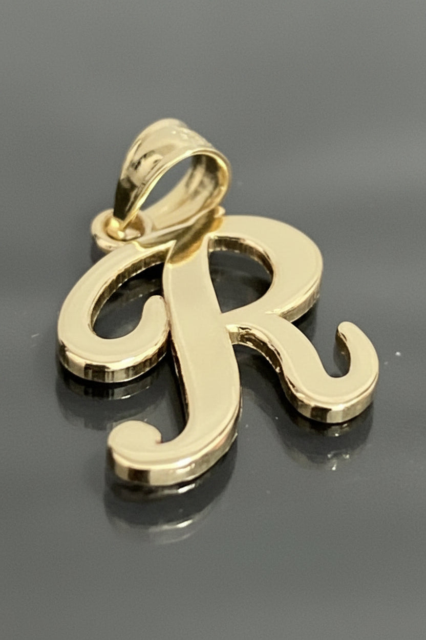 9ct Yellow Gold Script Initial 'R' pendant