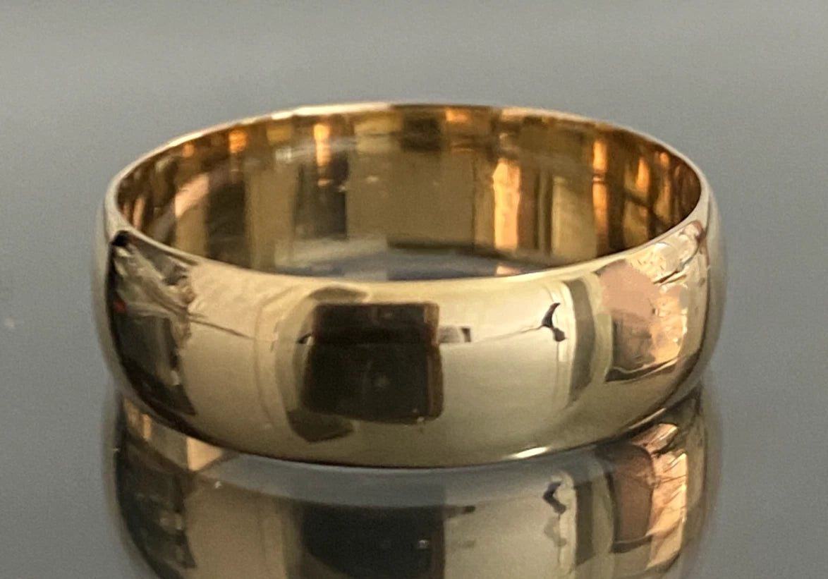 18ct Solid Yellow Gold 6.5mm D-Shaped Wedding Band Ring - Size V 1/2 (US 11)