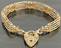 9K Yellow Gold Gate Bracelet with a Heart-shaped Padlock Clasp