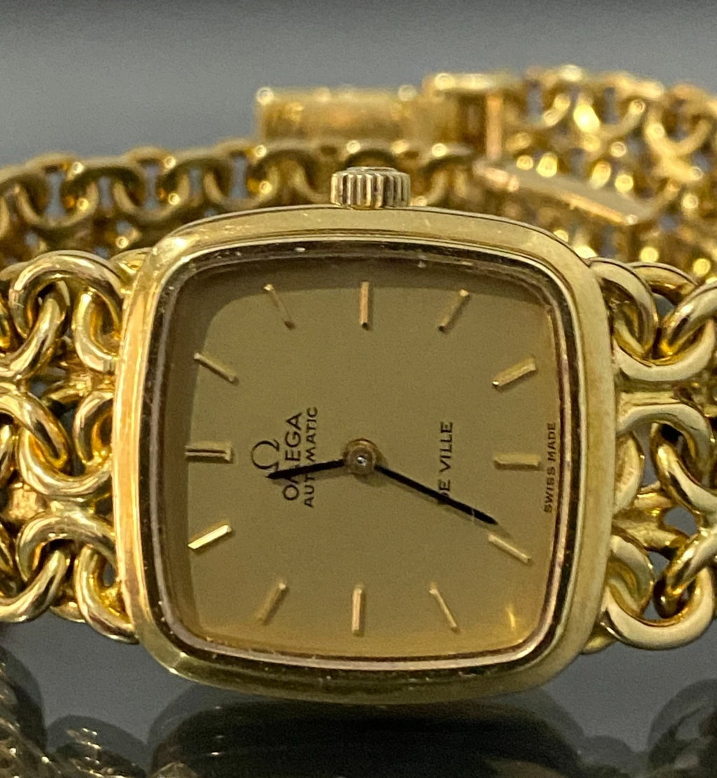 18K Solid Yellow Gold Bracelet & Case Automatic OMEGA Wristwatch