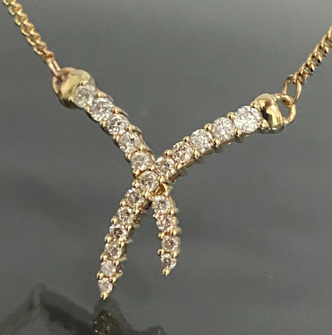 9K Yellow Gold & 0.50CT Diamond Y-shaped Drop Design Chain Necklace