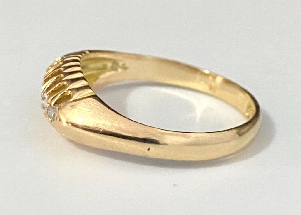 Antique 18K Yellow Gold & Old Cut Diamond Ring C1918 Size O - 7